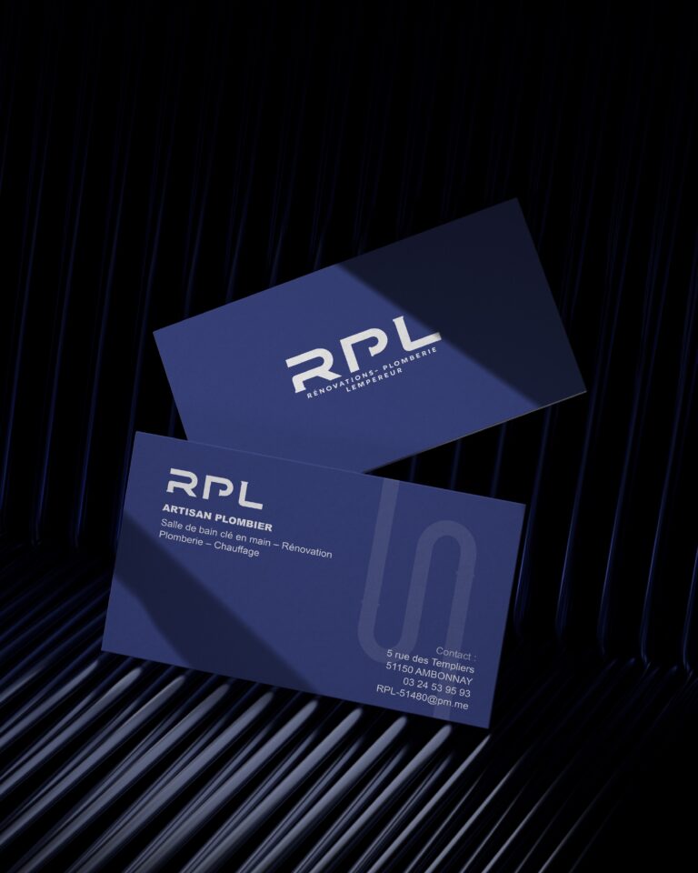 Création de carte de visite et identité visuelle pour artisan plombier RPL – design par Studio Micheline à Reims