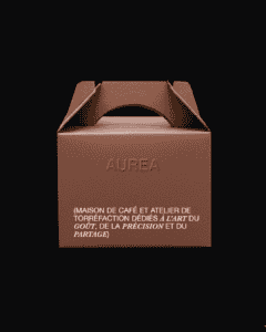 Packaging élégant atelier de torréfaction artisanale, design élégant et moderne.